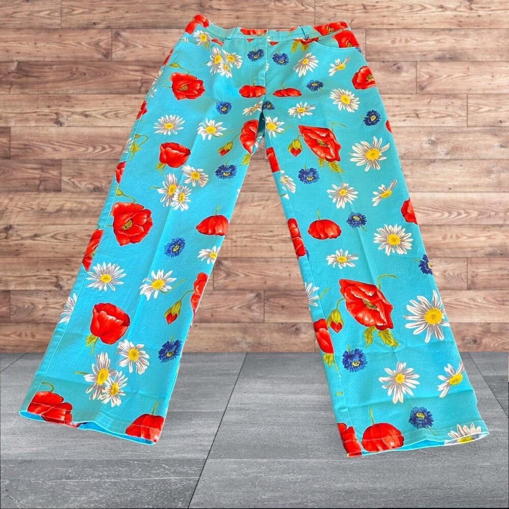 St. John Sport Women’s Floral Flat Front Jeans Size 6